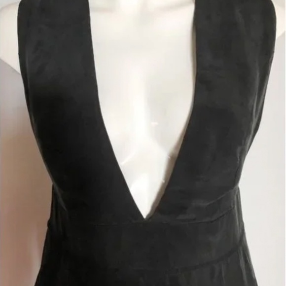 ANINE BING Deep V Washed Silk Cocktail Dress Size S / M Black - Picture 4 of 9